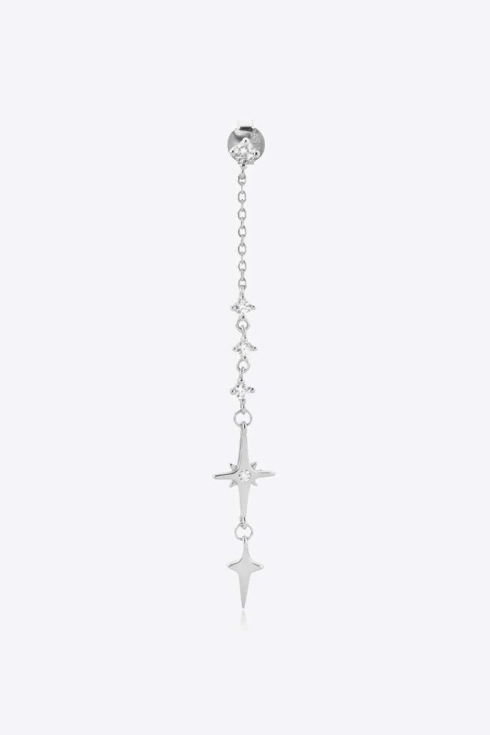 Inlaid Zircon 925 Sterling Silver Single Chain Earring Silver One Size Earrings - Tophatter Daily Deals