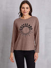 COFFEE AND SUNSHINE Round Neck Long Sleeve T-Shirt Mocha Women's T-Shirts - Tophatter Daily Deals