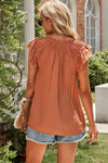 Tie-Neck Flutter Sleeve Blouse Blouses - Tophatter Daily Deals