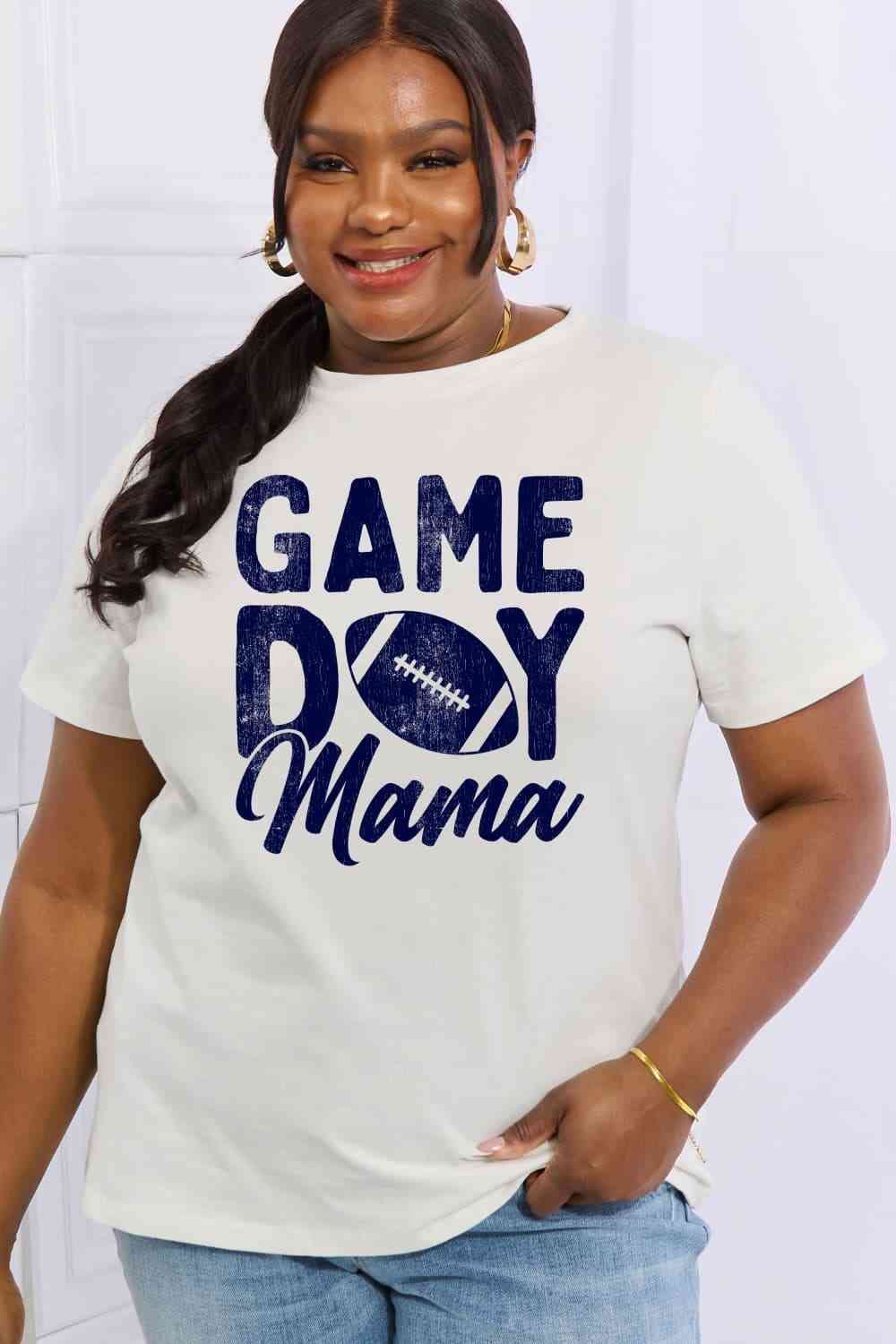 Simply Love Full Size GAMEDAY MAMA Graphic Cotton Tee Bleach Women's T-Shirts - Tophatter Daily Deals