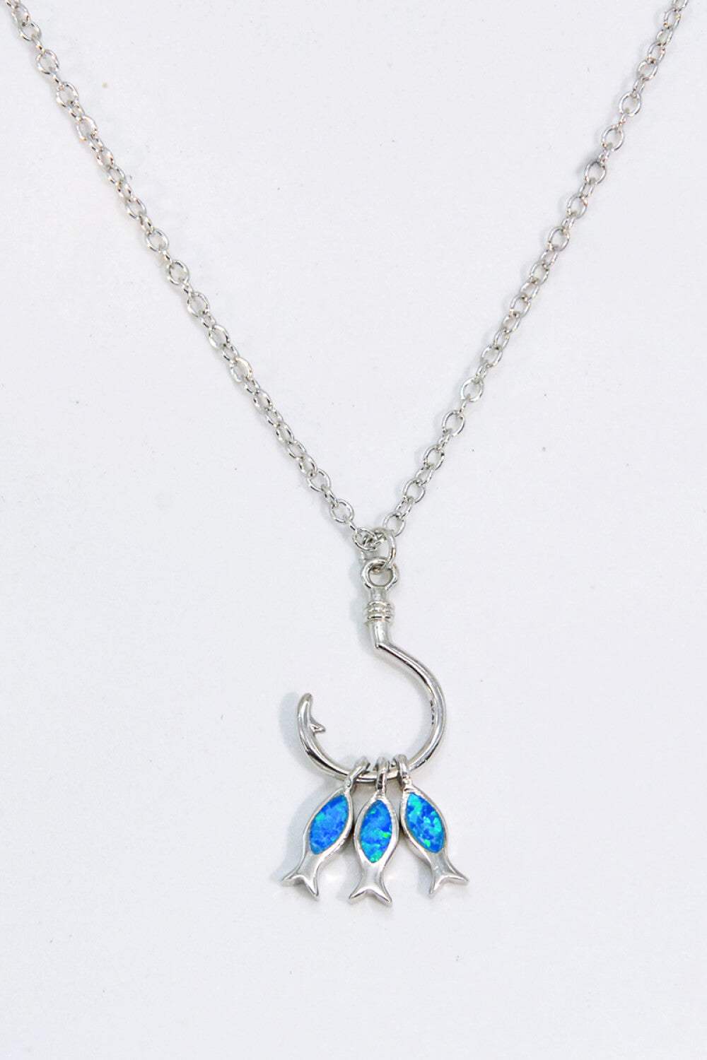 Opal Fish 925 Sterling Silver Necklace Opal - Tophatter Daily Deals