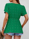 Swiss Dot Buttoned Petal Sleeve Peplum Blouse Blouses - Tophatter Daily Deals