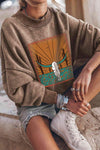 Round Neck Dropped Shoulder Graphic Sweatshirt - Tophatter Daily Deals