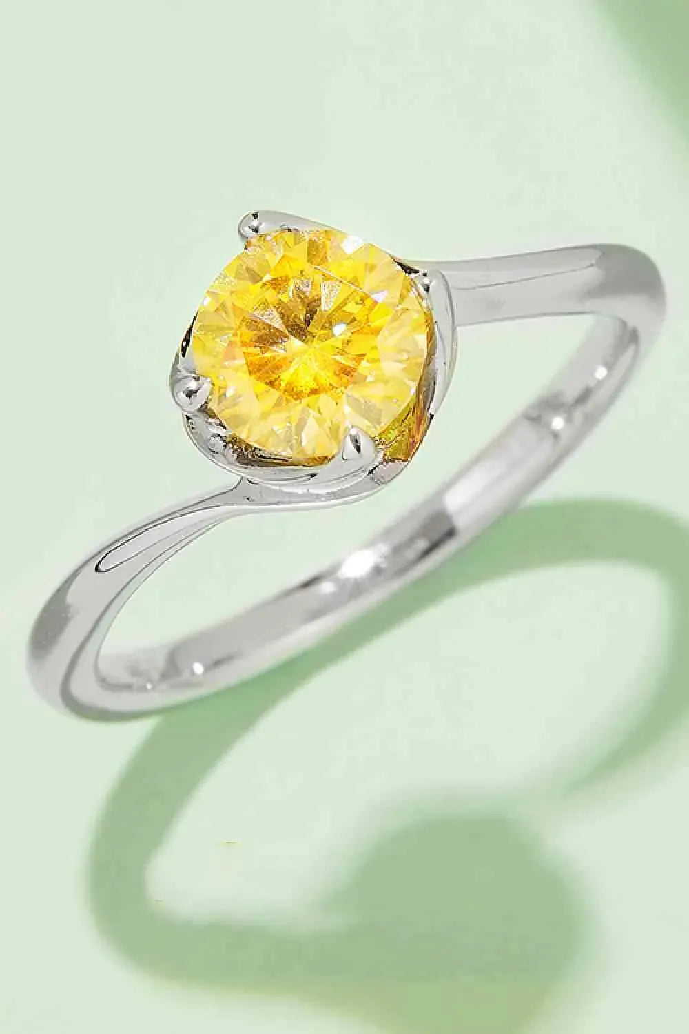1 Carat Moissanite 925 Sterling Silver Solitaire Ring Mustard Moissanite - Tophatter Daily Deals