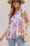 Printed V-Neck Babydoll Top Multi Blouses - Tophatter Daily Deals