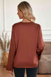 Roll-Tab Sleeve Collared Neck Blouse Blouses - Tophatter Daily Deals