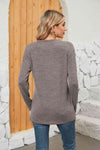 Notched Neck Long Sleeve T-Shirt Women's T-Shirts - Tophatter Daily Deals