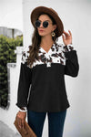 Animal Print Color Block Waffle-Knit Top Blouses - Tophatter Daily Deals