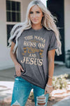 Slogan Graphic Round Neck Tee Mid Gray Women's T-Shirts - Tophatter Daily Deals