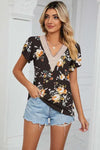 Floral V-Neck Short Sleeve T-Shirt Women's T-Shirts - Tophatter Daily Deals