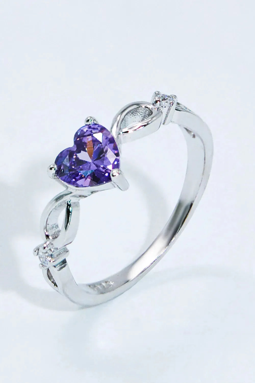 Crystal Heart 925 Sterling Silver Ring Silver Rings - Tophatter Daily Deals
