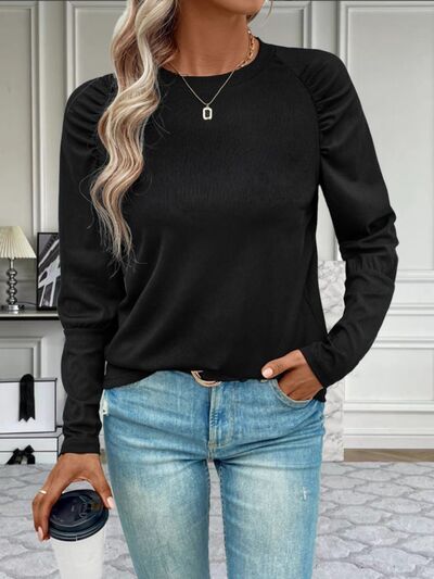 Round Neck Long Sleeve T-Shirt Women's T-Shirts - Tophatter Daily Deals