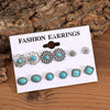 6 PCS/Set Artificial Turquoise Alloy Stud Earrings Earrings - Tophatter Daily Deals