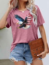 US Flag Eagle Graphic Tee Dusty Pink Women's T-Shirts - Tophatter Daily Deals