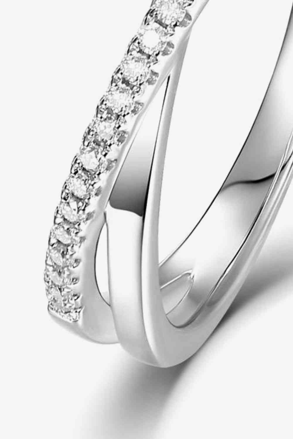 Adored Moissanite Crisscross 925 Sterling Silver Ring Moissanite - Tophatter Daily Deals