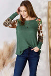 Hailey & Co Full Size Waffle-Knit Leopard Blouse Blouses - Tophatter Daily Deals