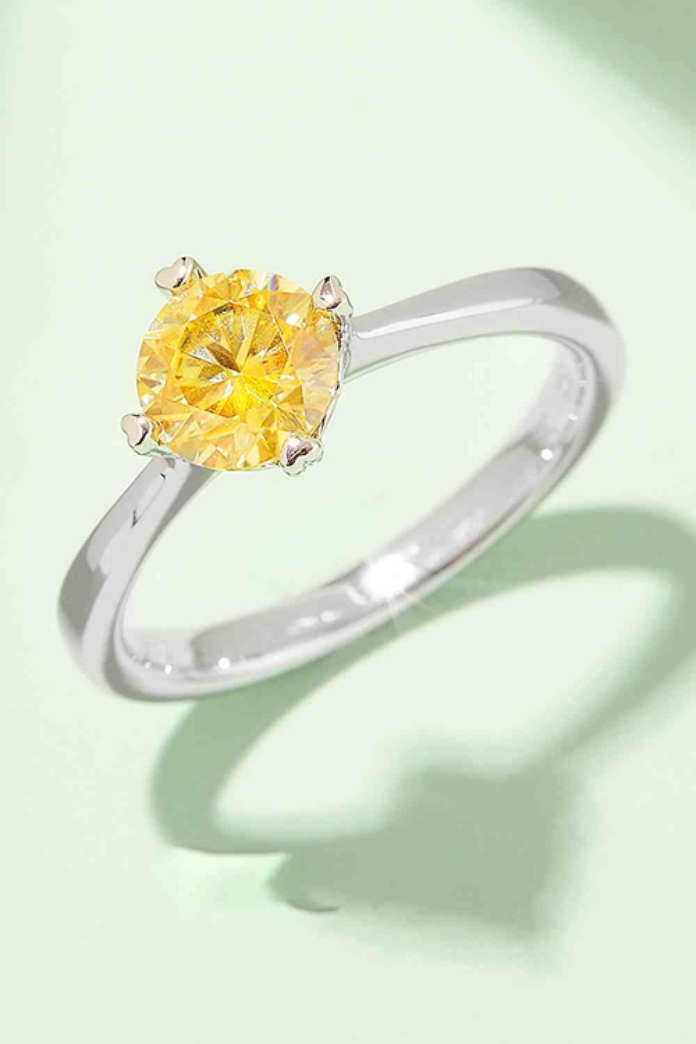 1 Carat Moissanite 925 Sterling Silver Solitaire Ring Mustard Moissanite - Tophatter Daily Deals