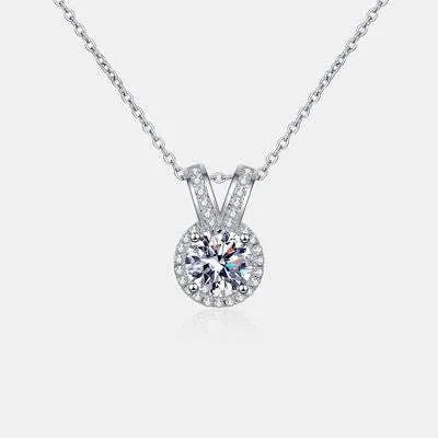 1 Carat Moissanite Rabbit Ears Shape Pendant Necklace Silver One Size Moissanite - Tophatter Daily Deals
