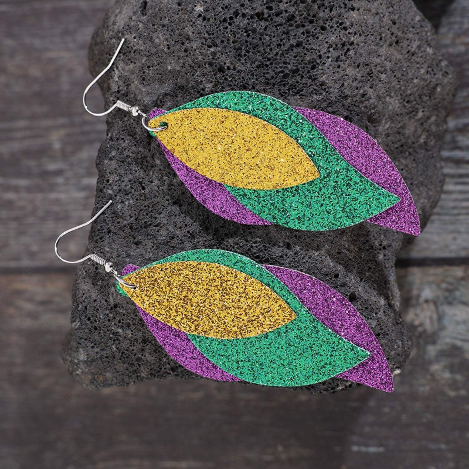 PU Leather Leaf Dangle Earrings Earrings - Tophatter Daily Deals