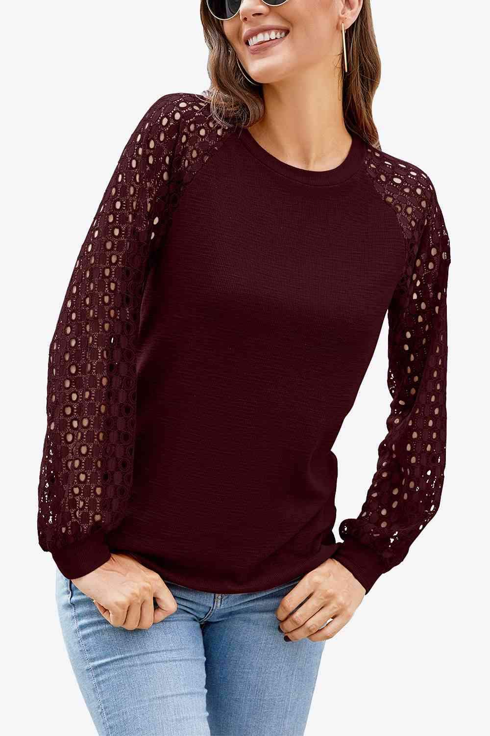 Long Raglan Sleeve Round Neck Tee Women's T-Shirts - Tophatter Daily Deals