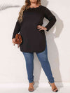 Plus Size Slit Long Sleeve T-Shirt Women's T-Shirts - Tophatter Daily Deals