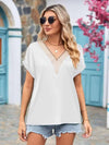 V-Neck Cuffed Blouse White Blouses - Tophatter Daily Deals