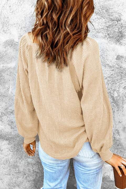 Square Neck Waffle-Knit Top Blouses - Tophatter Daily Deals