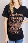 mineB Full Size WILD FREE Graphic Round Neck Tee - Tophatter Daily Deals