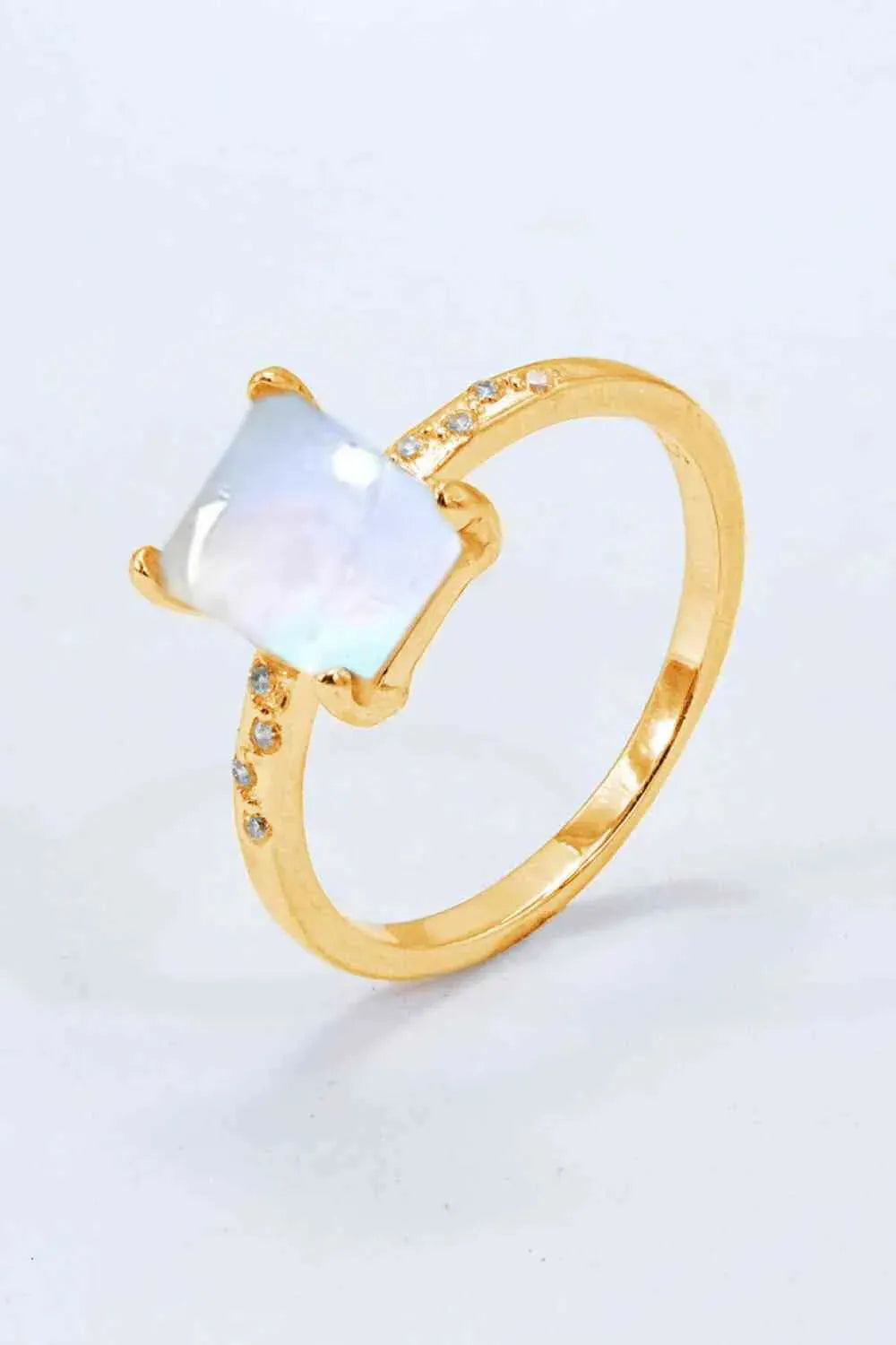 Square Moonstone Ring Gold Moonstone - Tophatter Daily Deals