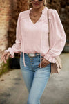 Swiss Dot Smocked Shoulder Blouse Blouses - Tophatter Daily Deals