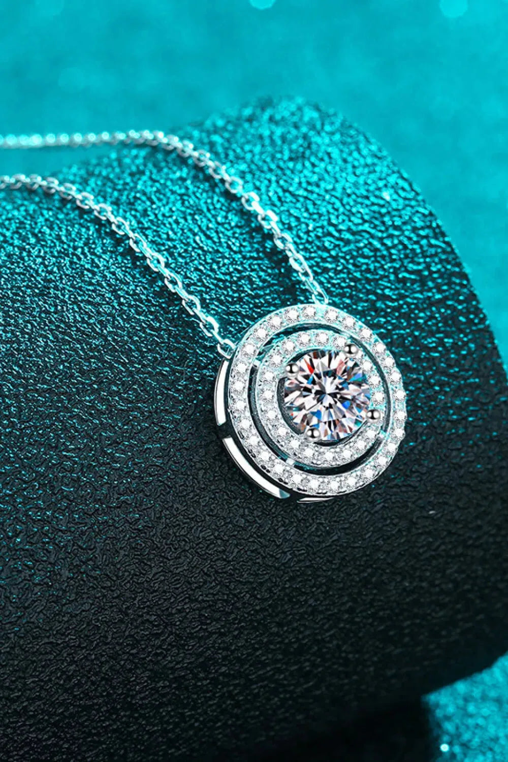 Moissanite Round Pendant Rhodium-Plated Necklace Moissanite - Tophatter Daily Deals