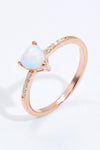 Natural Moonstone Heart 18K Rose Gold-Plated Ring Moonstone - Tophatter Daily Deals