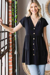 Heimish Full Size Buttoned V-Neck Tiered Top Blouses - Tophatter Daily Deals