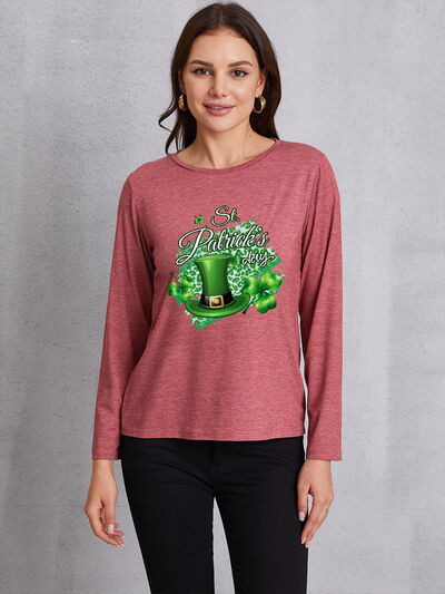 ST. PATRICK'S DAY Round Neck T-Shirt Light Mauve Women's T-Shirts - Tophatter Daily Deals