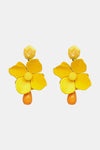 Bloosom Flower and Teardrop Resin Dangle Earrings Mustard One Size Earrings - Tophatter Daily Deals