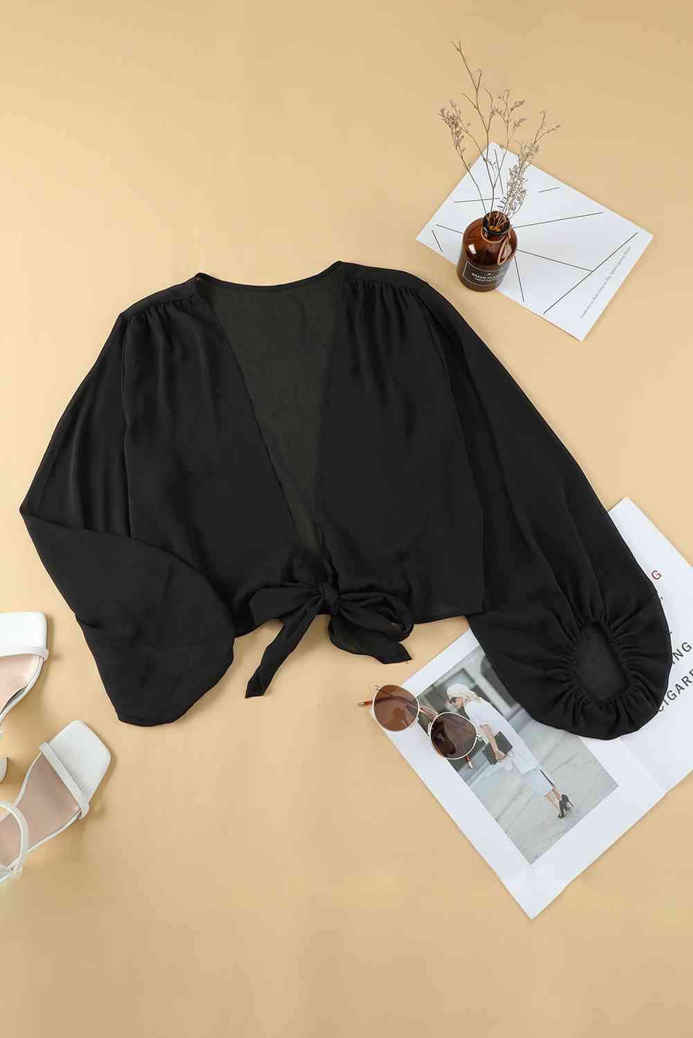 Plus Size Tie Front Crop Top Blouses - Tophatter Daily Deals