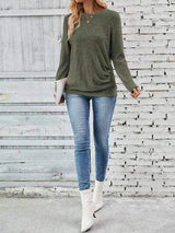 Round Neck Long Sleeve T-Shirt Women's T-Shirts - Tophatter Daily Deals