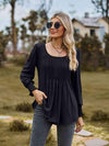 Puff Sleeve Pleated Blouse Black Blouses - Tophatter Daily Deals