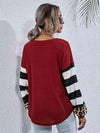 Leopard Striped Waffle-Knit Top Blouses - Tophatter Daily Deals