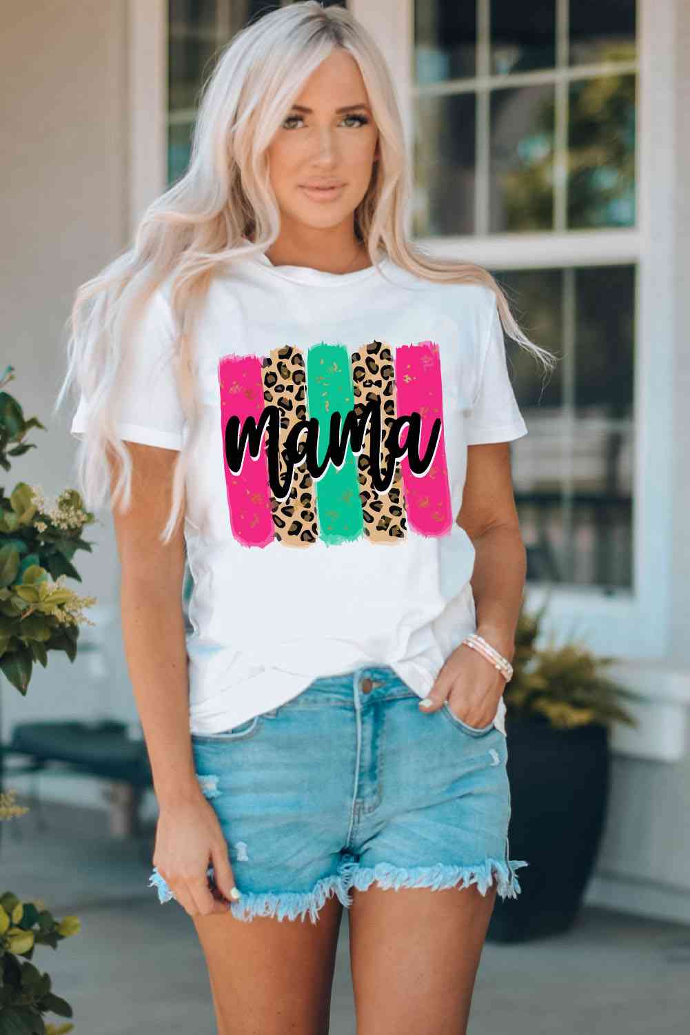 MAMA Graphic Round Neck T-Shirt Women's T-Shirts - Tophatter Daily Deals