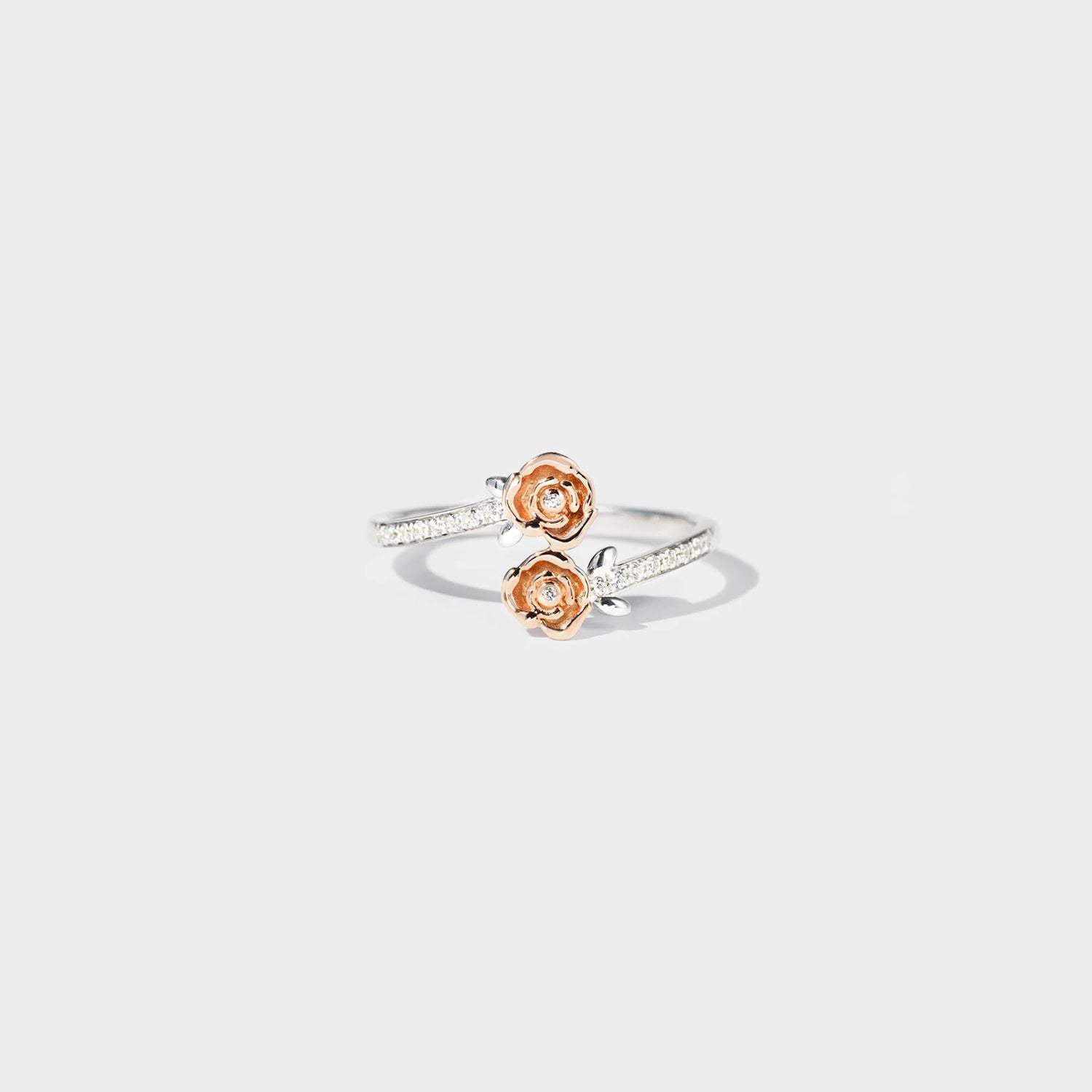 Rose Shape Inlaid Zircon Bypass Ring Silver Rings - Tophatter Daily Deals