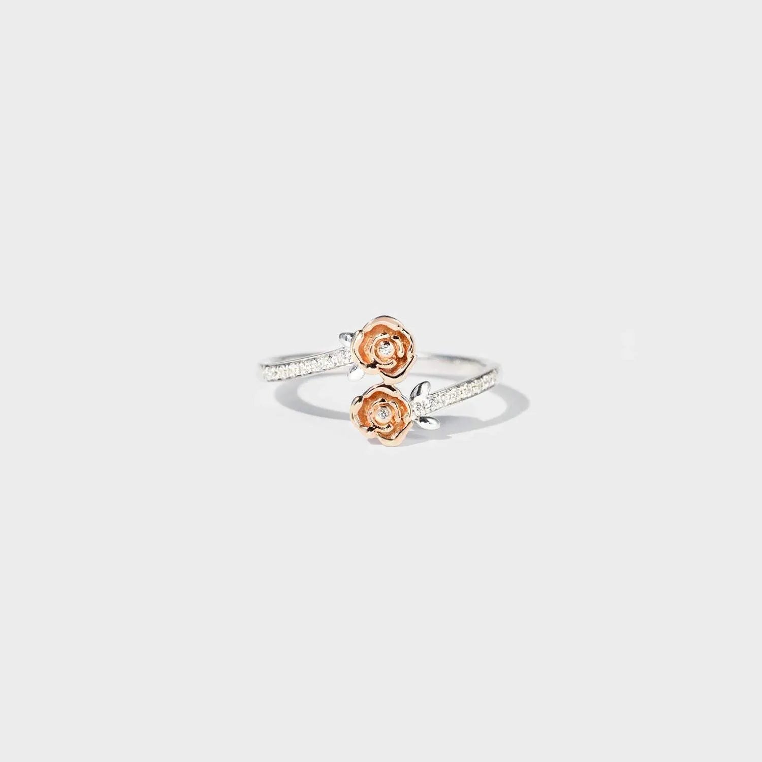 Rose Shape Inlaid Zircon Bypass Ring Silver Rings - Tophatter Daily Deals