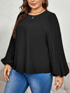 Plus Size Round Neck Puff Sleeve Blouse Blouses - Tophatter Daily Deals