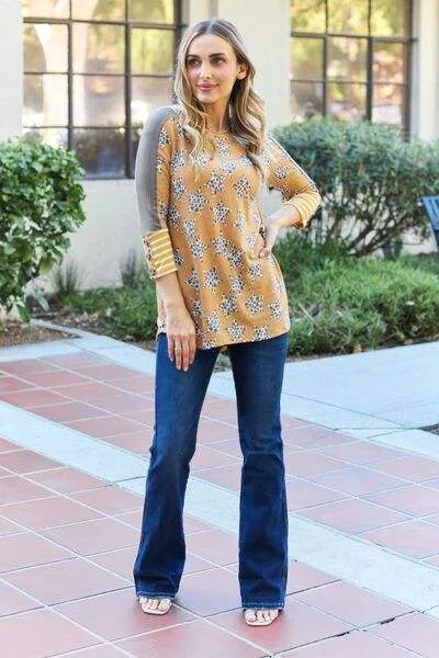 Celeste Design Full Size Leopard Star Contrast Top Blouses - Tophatter Daily Deals