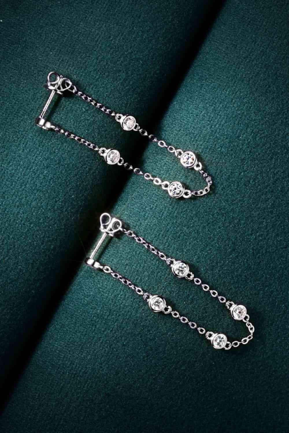 1 Carat Moissanite 925 Sterling Silver Chain Earrings Moissanite - Tophatter Daily Deals