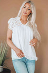 Eyelet Tassel Tie Flutter Sleeve Top - Tophatter Deals