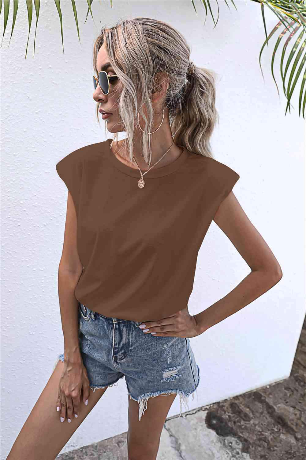 Round Neck Cap Sleeve Tee Women's T-Shirts - Tophatter Daily Deals