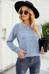 Heathered Slit Long Raglan Sleeve Top Women's T-Shirts - Tophatter Daily Deals