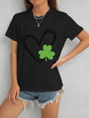 Heart Lucky Clover Short Sleeve T-Shirt Black Women's T-Shirts - Tophatter Daily Deals