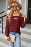 Cold Shoulder Square Neck Cutout Blouse Blouses - Tophatter Daily Deals